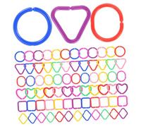 FRCOLOR 100 Pcs Colorful Plastic Chain Links for Geometric Linking Rings for Early Education Fine Motor Skill Development for Classroom and Stroller