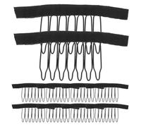 FRCOLOR 100Pcs Black 7-Tooth Metal Wig Clips Combs for Securing Wigs and Hair Extensions with Snap Closure, Hairpiece Clasps for Styling and DIY Cap Making in Women’S Hair Accessories