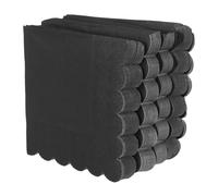 FRCOLOR 100pcs Black Fan-Shaped Paper Serviettes Disposable Wedding Dinner Napkins Scalloped Edge for Party Table Setting and Quick Cleanup