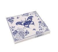 FRCOLOR 100pcs Disposable Blue and White Dinner Napkins with Sophisticated Chinoiserie Pattern, Wood Pulp Material, for Birthday and Celebration Tea Parties