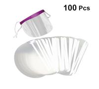 FRCOLOR 100pcs Disposable Hair Cover Eye Baffle Block with Holder Transparent Salon Hair for Haircutting Color Random for Holder Random Color
