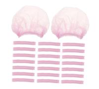 FRCOLOR 100pcs Disposable Mesh Hair Nets for Food Service Non-woven Hair Covers Breathable Caps for Home and Work Comfortable Elastic Design Pink Hairnets