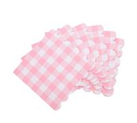 FRCOLOR 100pcs Disposable Pink Gingham Cocktail Napkins Checkered Paper Party Napkins for Birthday Shower Wedding Picnic