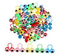 FRCOLOR 100pcs Finger Eyeball Rings Bulk Educational for Party Favors Creative Role Playing Finger Ring to Enhance Imagination and Color Recognition Skills