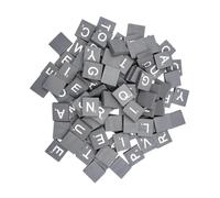 FRCOLOR 100PCS Grey Wooden Alphabet Blocks DIY Craft Letter Tiles for Early Education Literacy Development Smooth Cubes for Classroom Art Projects and Rustic Home Decor