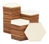 FRCOLOR 100pcs Hexagon Unfinished Wood Slices DIY Wooden Chips for Crafts Painting 5.8cm Diameter 2mm Thick Blank Wood Pieces for Art Party Home Decor
