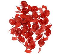 FRCOLOR 100pcs Mini Red Military Flags with Stands for Sand Table Modelling, Plastic Small Flags on Stick with Stable Base, Precise Identification for War Game and Defence Education Events