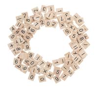 FRCOLOR 100pcs Mini Wooden Number Tiles and Symbol for DIY Crafts Educational Math Teaching Aid for Small Unpainted Wooden Scrapbooking Tiles for Creative Learning and Cognitive
