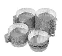 FRCOLOR 100Pcs Small Aluminum Foil Weighing Trays with Handle, Crimped-Walled Lab Weighing Dishes for Powders & Liquids, Disposable Sample Pans