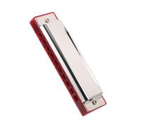 FRCOLOR 10hole Professional Metal Harmonica Tones Portable Mouth Organ for Beginners Students Adults Boys and Girls Wind Instrument Black Storage Case Red