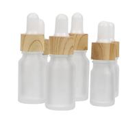 FRCOLOR 10ml Frosted Essential Oil Dropper Bottle Squeezable Oil Dropper Bottles Bamboo Cap for Travel Size Squeeze