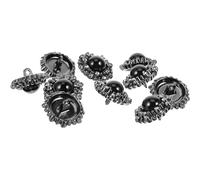 FRCOLOR 10pcs 20mm Black Decorative Flat Round Buttons with Rhinestone for Sewing DIY Clothes Shirt Coat Craft Embellishments