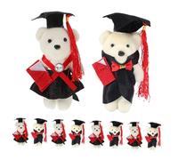 FRCOLOR 10pcs Adorable Mini Graduation Bear Bouquet Decorations Lightweight Standing Graduate Bear Ornaments for DIY Flower Arrangements for Graduation Season Celebrations