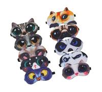 FRCOLOR 10Pcs Assorted Color Animal Sleeping Eye Masks Soft Nap Blindfolds for Travel Eye Cover Patches to Fatigue Comfortable Skin Friendly Design for Better Sleep Quality