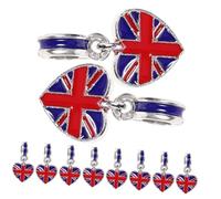 FRCOLOR 10pcs Britain Flag Bracelets for Women Alloy Hand Jewelry with Unique Union Jack Charm Durable DIY Fashion Accessories for Birthday and Anniversary Celebrations