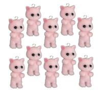 FRCOLOR 10pcs Colorful Flocking Cat Charms for Diy Jewelry Making for Necklaces Bracelets Keychains and More Cute Cartoon Cat Pendants for Crafting Enthusiasts