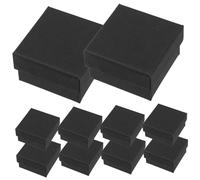 FRCOLOR 10pcs Elegant Black Paper Jewelry Boxes with Soft Lining for Rings Earrings Bracelets Necklaces Small Gift Packaging Boxes Bulk for Birthdays Holidays Anniversaries