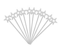 FRCOLOR 10Pcs Glitter Star Design Fairy Wands for Silver Plastic Five Pointed Sticks Party Props for Birthday Dance Concerts and Photography Playthings