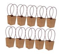 FRCOLOR 10Pcs Kraft Paper Floral Container Bags with Reinforced Handles Multi-function Flower Packing and Gift Wrapping Bags for Bouquets Fresh Plants Dried Flowers and Presents