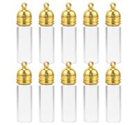FRCOLOR 10pcs Large 35x11mm Glass Bottles with Screw Caps, Tiny Wishing Jars Pendants with Gold Acrylic Lids for DIY Crafts, Jewelry Making, Wedding Favors and Storage