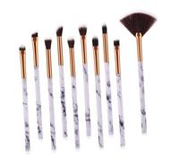 FRCOLOR 10pcs Marble Pattern Eye Brush Set for Eyeshadow Soft Makeup Brushes Kit for Cosmetics