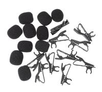 FRCOLOR 10Pcs Microphone Lapel Tie Clip Set Universal Iron Lavalier Mic Holder with 10 Replacement Covers Professional Mic Shirt Clips for Video Conferencing, Lectures, Online Karaoke & Recording