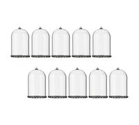 FRCOLOR 10pcs Mini Glass Globe Charms with Antique Lace Base and Hanging Caps, Tiny Wishing Bottles for DIY Jewelry Making and Craft Decoration, Small Glass Spell Jars Set