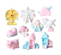 FRCOLOR 10PCS Miniature Playground Figurines Set Micro Landscape Accessories with Ferris Wheel Pirate Ship Seesaw for DIY Dollhouse Garden Decoration Craft
