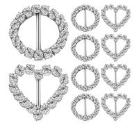 FRCOLOR 10Pcs Rhinestone Shoe Clip Buckles Heart Shape Fasteners for DIY Decoration Embellish Shoes Clothes Handbags Wedding Invitations