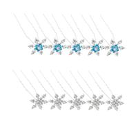 FRCOLOR 10pcs Rhinestone Snowflake U Shaped Hair Forks Alloy Bridal Barrettes for Women Secure Hold Hairpins for Wedding Updos Elegant Flower Accent Hair Accessories