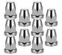 FRCOLOR 10pcs Silver Abs Chrome Plated Wheel Nut Protector Caps for Truck Wheel Bolts, Push-on Design Reliable Protection and Resists Fading or Peeling, for Semi Trailer Lug Nut Covers