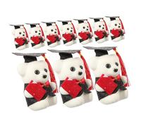 FRCOLOR 10pcs Sitting Graduate Bear Dolls with Doctor Hats Stuffed Animal for Graduation Bouquet Decorations Adorable Keepsake Graduates Black and White