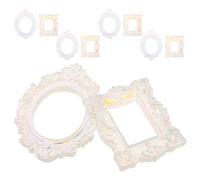 FRCOLOR 10pcs Vintage Picture Frame Resin Frame Picture Antique Photo Oval and Rectangle Shapes Vintage Baroque Style Embossing Easy to Transport for Nail Professionals Tabletop