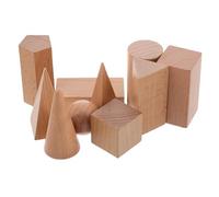 FRCOLOR 10pcs Wooden Geometry Building Blocks Solid Geometric Shapes Educational for Classroom and Home Learning Safe Math Teaching Aids
