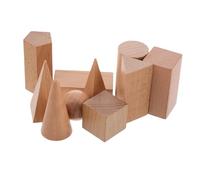 FRCOLOR 10pcs Wooden Solid Geometry Building Blocks for Classroom and Homeschool Portable Space Saving Math Teaching Aid with Pattern Shapes for Sorting and Spatial Learning