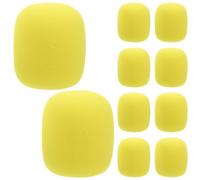 FRCOLOR 10pcs Yellow Foam Windscreen Mic Covers for Handheld Microphones with Acoustic Transparency and Wind Reduction, for Outdoor Performance and Mobile Hosting
