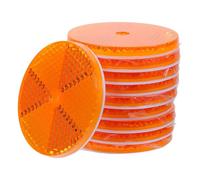 FRCOLOR 10pcs Yellow round Road Safety Reflective Stickers with Center Mounting Hole, Vehicle and Bicycle Rear Reflectors for Driveway, Mailbox, Trailer, and Road Use