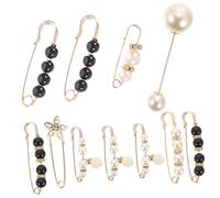 FRCOLOR 11Pcs Faux Pearl Brooch Pin Elegant Waistband Tightener Clips for Skirts Pants Clothing Safety Brooches for Shawls Sweaters Durable Design