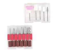 FRCOLOR 11pcs Sanding Head Metal Nail Drill Bits Nail Grinding Head Drill Brush Boards File Kit for Art Manicure Care