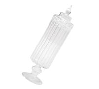 FRCOLOR 12 Dollhouse Miniature Glass Candy Jar with Lid Striped Tall Bottle Decorative Mini Glass Canister for Doll Accessories and Photography Props