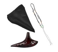 FRCOLOR 12-hole C Key Ceramic Ocarina Flute Portable Midrange Music Instrument Red Brown for Students and Beginners with Straw-smoked Finish