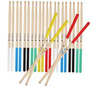 FRCOLOR 12 Pairs 7a Wooden Drum Sticks Non-slip Drum Practice Sticks Set for Adults Kids Beginners Multipack with Grip