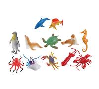 FRCOLOR 12 Pcs Animal Models Assorted Sea Creatures for Realistic Ocean Figurines Including Sharks Whales Turtles Penguins Educational and Decorative Animal Adornments