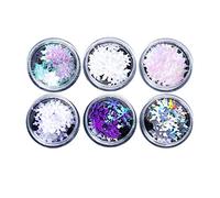 FRCOLOR 12 Pcs Nail Art Glitters Snowflake Manicure Sequins Nail Art Stickers Nail Decals Sparkles Tips for Christmas Face Body Eye Hair Decoration (Colorful)