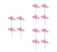 FRCOLOR 12 Pcs Pink Silk Artificial Christmas Flowers | Lifelike Poinsettia Stems, Glitter Sequin Accents, Wreath and Tree Picks, Festive Cheer for Christmas