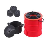 FRCOLOR 12 Scale Miniature Dollhouse Coal Stove Set with Red Stove, Pot, and 3 Honeycomb Coals - Mini Dollhouse Kitchenware for DIY Decor and ’s Furniture Accessories