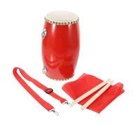 FRCOLOR 12cm Cowhide Waist Drum Set Drumsticks, Adjustable Belt, Performance Hand Drum Kit for Adults and Elderly, Includes Square Scarf and 3m Long Ribbon for Traditional Dance