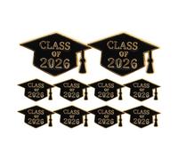 FRCOLOR 12pcs 2026 Graduation Cap Brooch Pins Set, Black Doctoral Hat Lapel Pins for Graduates, Teachers, and Students, School Backpack Jewelry Accessories