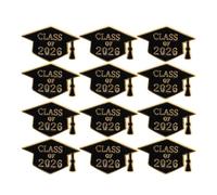 FRCOLOR 12pcs 2026 Graduation Cap Lapel Pins Black Enamel Doctoral Hat Brooches for Students and Teachers Graduation Party Favor Badge for Jackets Bags and Hats