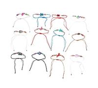 FRCOLOR 12Pcs Adjustable Bohemian Animal Polymer Clay Bead Bracelets Pack for Women Unique Woven Design Lightweight Summer Beach Jewelry Teens